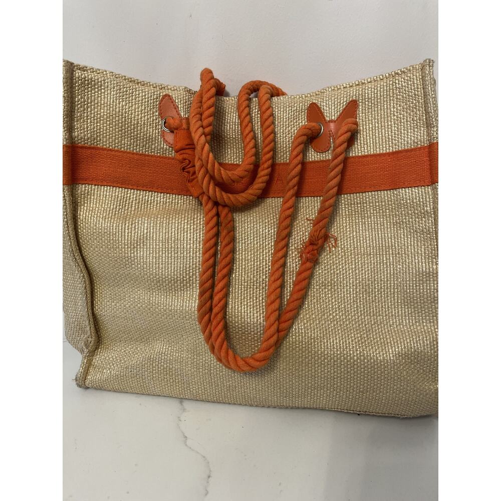 Escada Raffia Straw Tote Bag Vintage Large Lined Rope Handle Beach Resort Casual